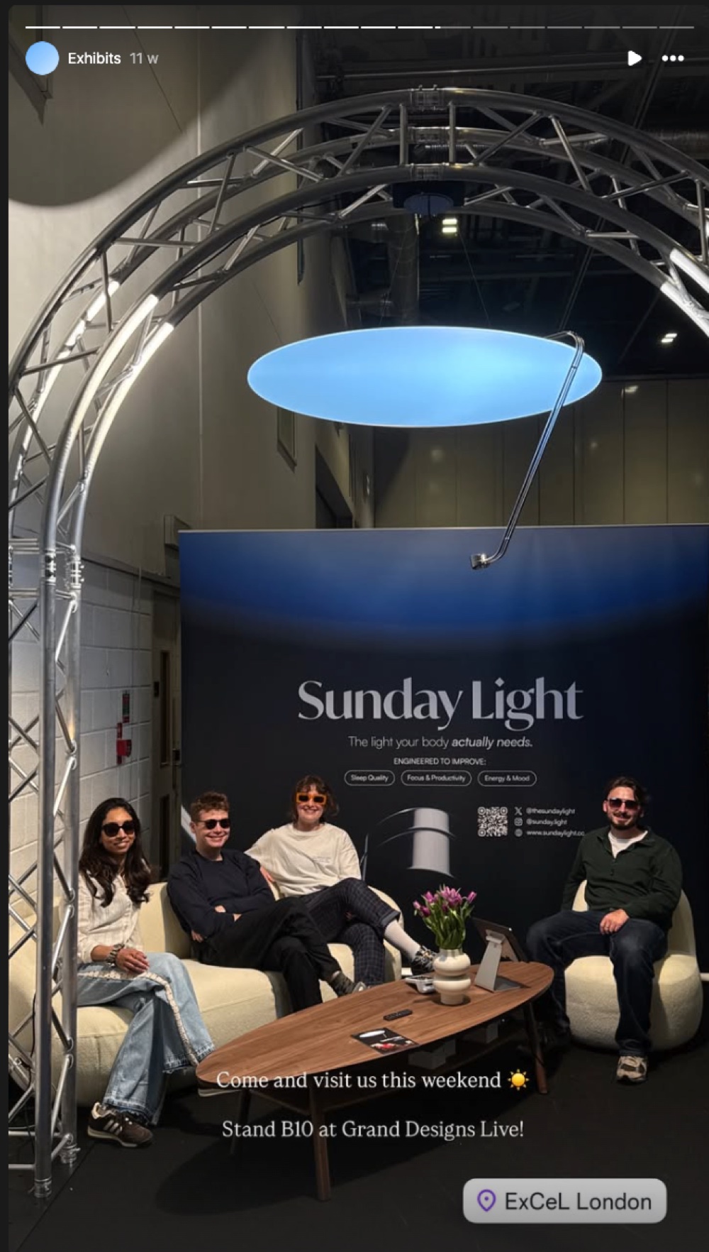 The Sunday team on Stand B10 at Grand Designs Live, under the light