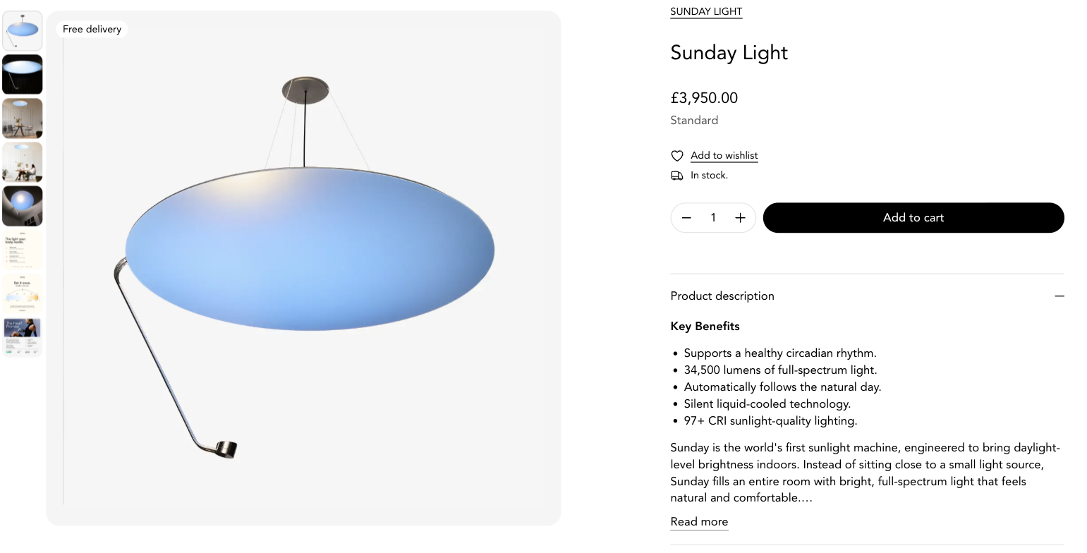 The Sunday Light live on healf.com at £3,950